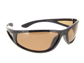 Wrap Around Polarized Sunglasses Black Frame Brown Lenses