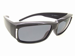 Sunglasses For Glasses with Swarovski Crystals and Black Frame