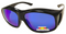 Sunglasses Over Glasses Black Frame - Blue Mirror Face Gray UV400 Polarized Lenses
