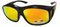 Sunglasses Over Glasses Black Frame - Red Sunburst Mirror Face Gray UV400 Polarized Lenses