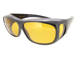 Sunglasses Over Glasses Polarized UV400 Black Frame - Yellow Lenses