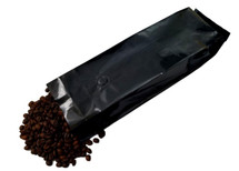 (50) 3.375"x2.5"x13" 5mil Black 1lb Coffee Bag with Valve
