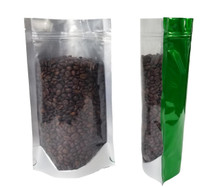 (100) Clear Front, Green Back Display Bags - You Pick the Size