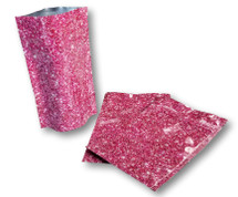 (100) Printed Pink Glitter or Dark Glitter 4"x6"x2" Gusseted Ziplock Mylar Bag - 5 mil 
