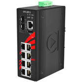 10-Port Industrial PoE+ Light Layer 3 Managed Ethernet Switch (EOT: -40~75C, 48~55VDC)