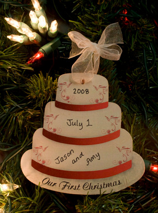 personalized wedding cake christmas ornament