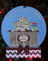 Gingerbread Family of 3 Making Cookies Personalized Christmas Ornament