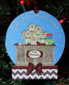 Gingerbread Family of 4 Making Cookies Personalized Christmas Ornament