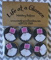 Package of 6 Wedding Buttons, Wires included