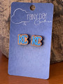 KC Walnut Stud Earrings in Blue