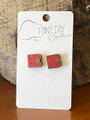 KC Walnut Stud Earrings in Red