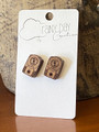 Vintage Flash Camera Walnut Stud Earrings