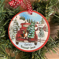 Basset Red Truck Personalized Christmas Ornament