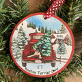 Boston Terrier Red Truck Personalized Christmas Ornament