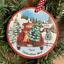 Chihuahua Red Truck Ornament