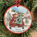 French Bulldog Red Truck Christmas Ornament