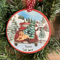 Yellow Lab Red Truck Personalized Christmas Ornament
