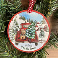  Yorkie Red Truck Personalized Christmas Ornament