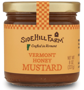 Front view of a jar of VT Honey mustad