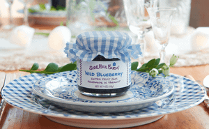 Blueberry jam on a blue plate