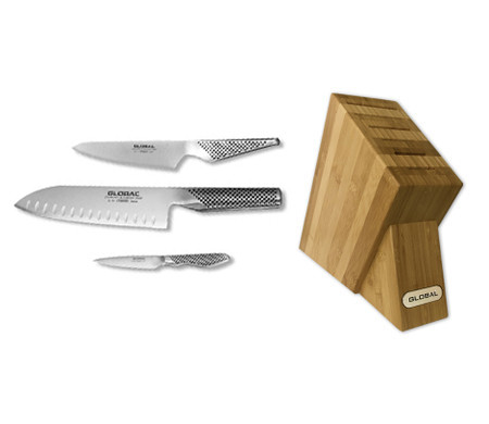 Global 8 Piece Knife Set with Bamboo Block