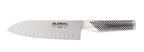Global G-48, 7 Inch Santoku Knife w/Granton Edge