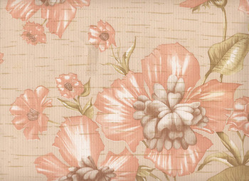 European wallpaper from the late 1950's. Exquisite rendering of Poppies on a faux grass back.