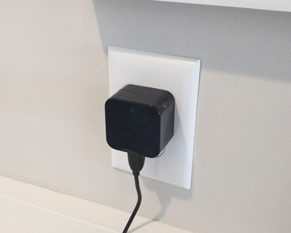 WiFi USB Wall Charger Camera Plugged into Outlet