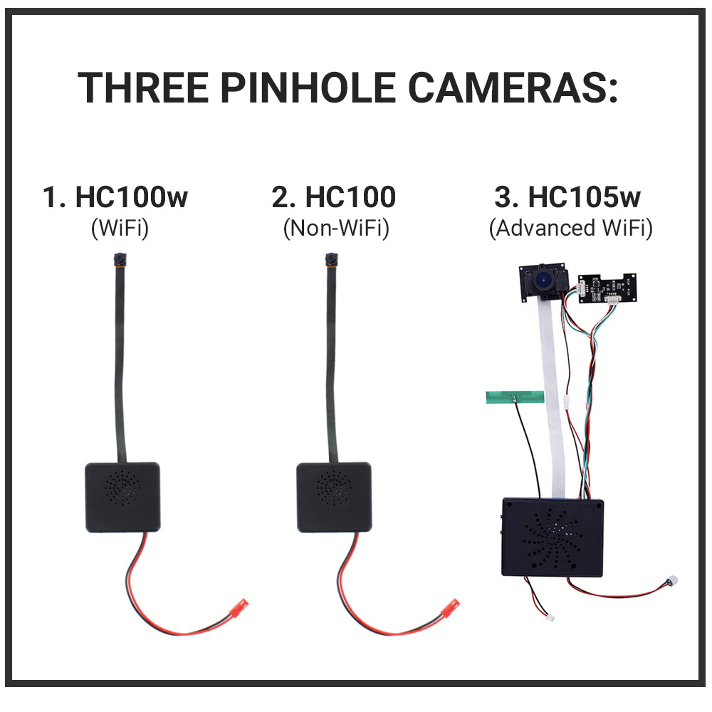 Three Pinhole Spy Cameras
