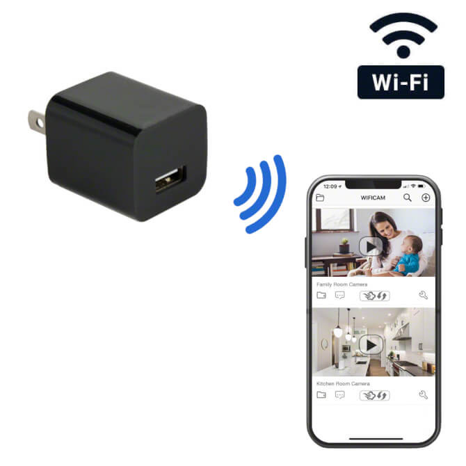 Wireless HD 1080P USB Spy Camera WiFi pinhole nanny AC Adapter Wall Charger Plug 