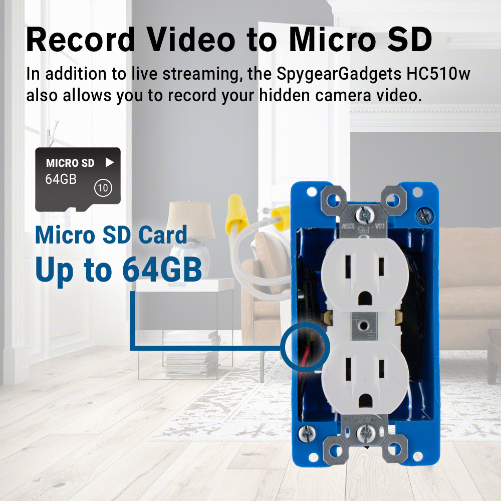 1080P HD WiFi Streaming AC Powered Electrical Outlet Hidden Camera -  SpygearGadgets