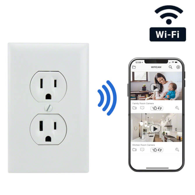 1080P HD WiFi Streaming AC Powered Electrical Outlet Hidden Camera