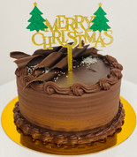 Acrylic Cake Topper Gold Glitter Merry Christmas Green Tree