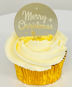 Acrylic Cake Topper Gold Merry Christmas Round Disc