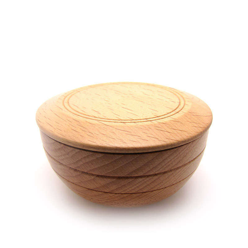 Wooden Shave Soap Bowl with Lid