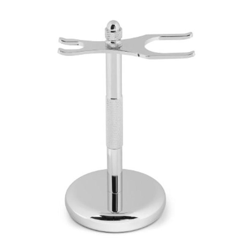 Tall Chrome Shaving Brush & Razor Stand