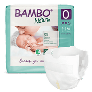 Bambo Nature, Size 0    2-7 lbs / 1-3 kg  (24 nappies) **BUY 6 SAVE 10%**