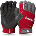 FRANKLIN 2ND-SKINZ BATTING GLOVES Gray/Red 