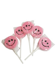 Teeny Happy face Pink Lollipop 12 Count