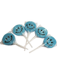 Teeny Happy face Blue Lollipop 12 Count