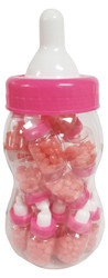 Clearance - HUGE Jelly Beans Bottle With 20 Count Mini Baby Bottle Favors Pre Filled With Pink Jelly Beans-Ready Made Party Favors