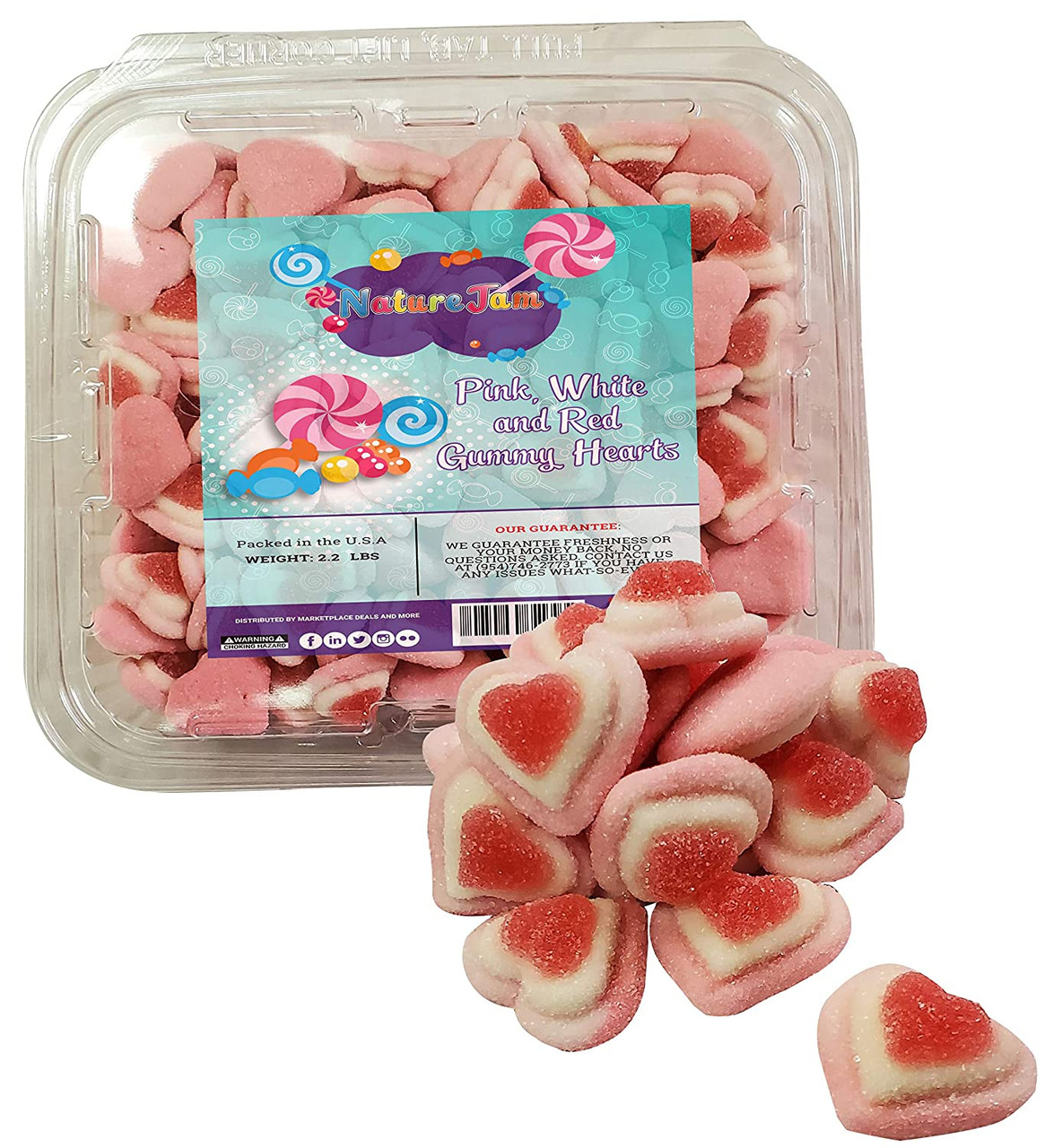 CLEARANCE Pink & Red Gummy Valentines Hearts Candy 2.2 Pounds Heart