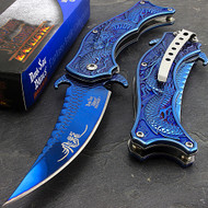 Dark Side Blades DS-A019BL 8.5" Blue Dragon Spring Assisted Folding Knife