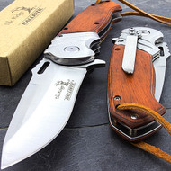 Elk Ridge ER-A003SW 8.25" Wood Handle Spring Assisted Folding Knife