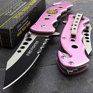 Tac Force TF-498PFD 7.75" Pink Fire Fighter Rescue Spring Assisted Folding Knife