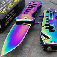 Tac Force TF-844 6.25" Rainbow Titanium Spring Assisted Folding Knife