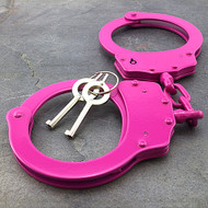 Double Lock Pink Stainless Steel Handcuffs 