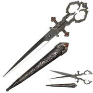 10.5" Renaissance Scissors Silver Fantasy Dagger
