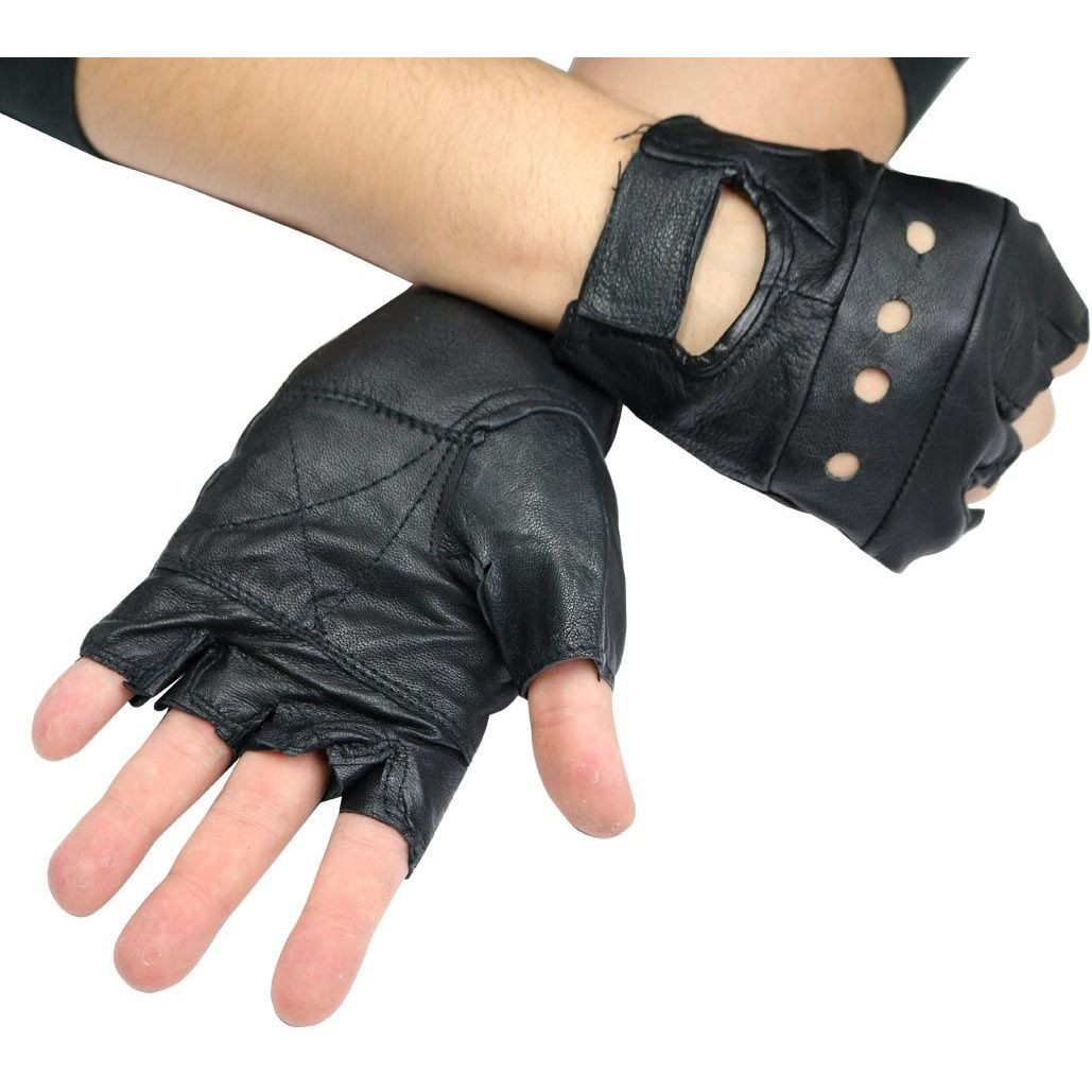 Black Leather Fingerless Gloves Unlimited Wares Inc