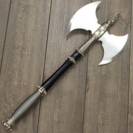 21" Dual Blade Medieval Battle Axe With Display Plaque